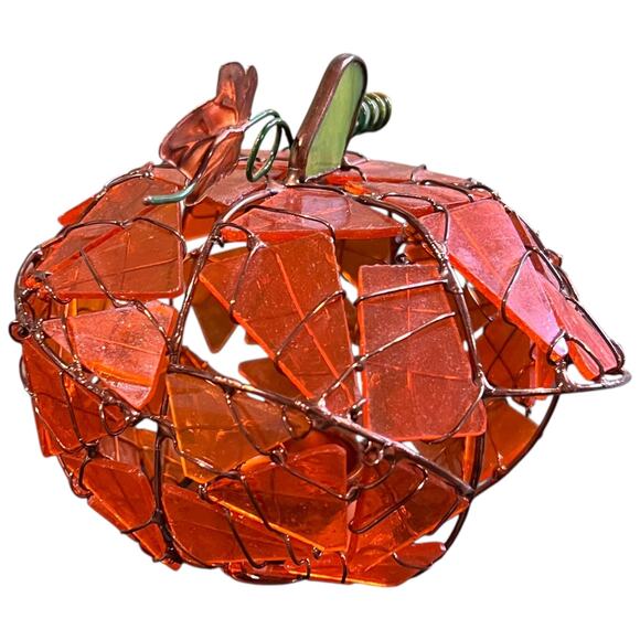 Handcrafted Stained Glass Pumpkin Candle Holder Fall Autumn Decor Art - Picture 6 of 11